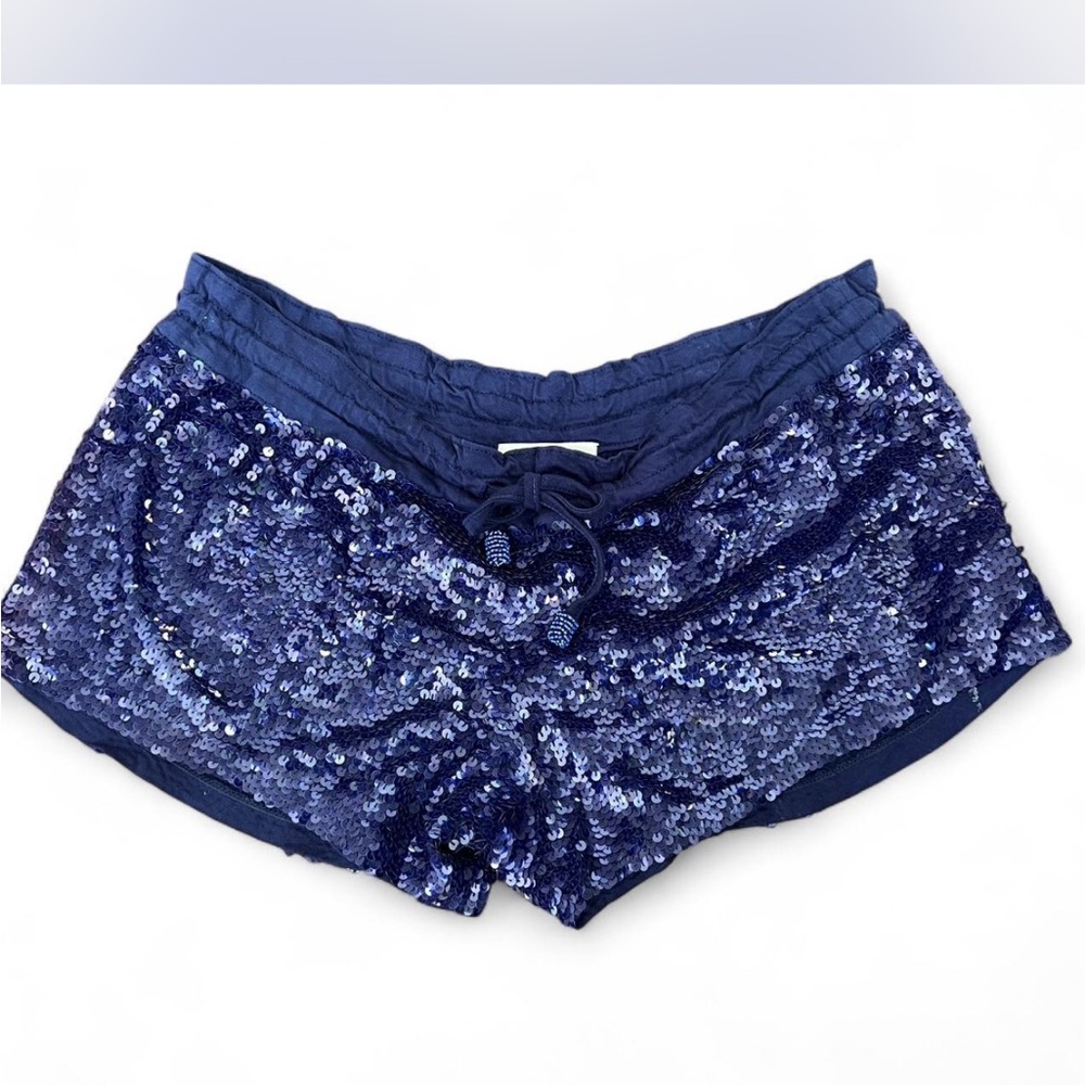 Luz De Ibiza Deep Blue Handmade Sequin Hot Pants fully lined. Size S/M